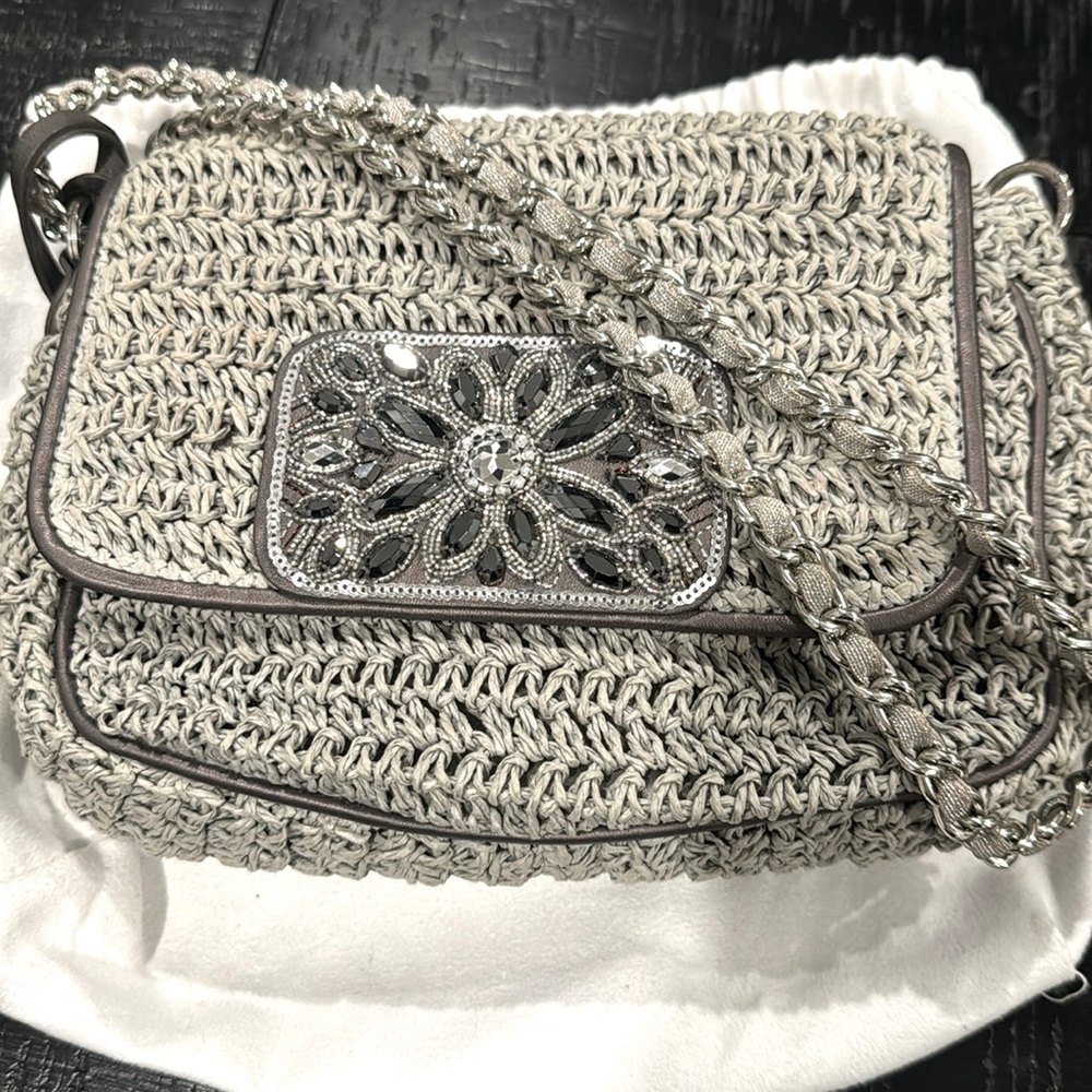 Brighton grey and silver crocheted bag